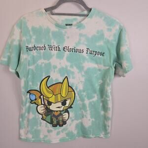 CHIBI THOR TSHIRT acid wash mint green tie dye BURDENED WITH GLORIOUS PURPOSE XS